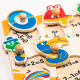 F&S Colorful Wooden Number Peg Puzzle Smooth Easy-Grab Peg Puzzle Game Valentines Day Gifts for Toddlers 1 2 3 Years