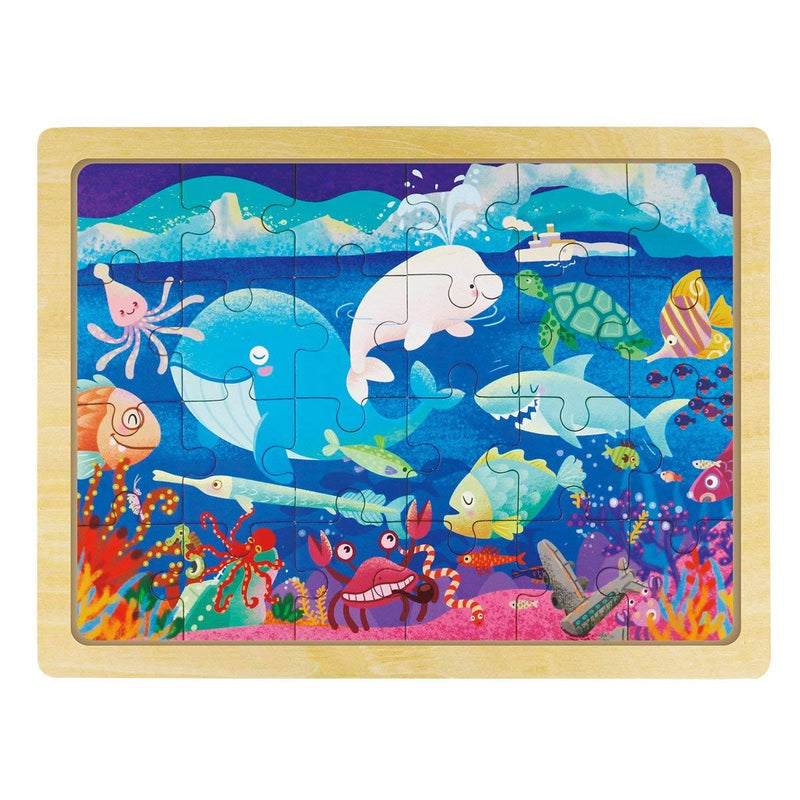 F&S Wooden Sea World Jigsaw Puzzle with Storage Tray Learning Toy for Boys and Girls (24pcs)