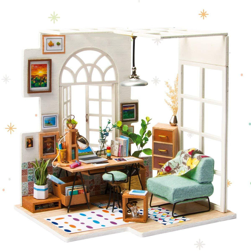 F&S Miniature Dollhouse Kit Decorations with Lights and Furnitures DIY House Craft Kits Best Birthdays Gifts for Boys and Girls (SOHO TIME)
