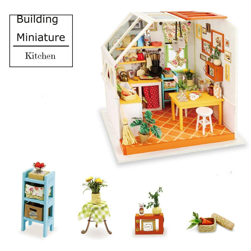 F&S Green House Building - DIY Miniature Dollhouse Accessories - Dolls House Furniture, Renovation kits with LED Light - Creative Toys