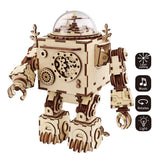 F&S 3D Puzzle Music Box Wooden Craft Kit Robot Machinarium Toy with Light Best Gifts for Women & Men