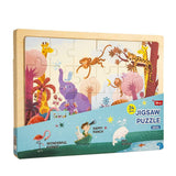 F&S Wooden Jigsaw Puzzle Set with Storage Tray - 3 Sets Baby Puzzle Games - Pre-Kindergarten Toys for Kids Age 1 2 3 (Forest, Ranch, Sea World)