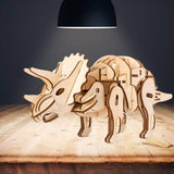 F&S Dinosaur Building Toys 3D Grown-Up Puzzles Laser-Cut Wood Craft Kits 3 Control Approaches Robot Triceratops Toys for Kids Age 7 8 9 10 11