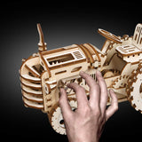 F&S Wooden Mechanical Gears Kits 3D Puzzle Brain Teaser Executive Desk Toys Best Birthday Gifts for Teens & Adults(Tractor)