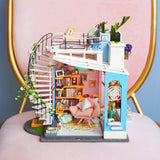 F&S DIY Miniature Dollhouse Kit - 1:24 Scale Dollhouse Room Kit with LED Light - DIY House Kit with Furniture Best Birthday for Women and Men
