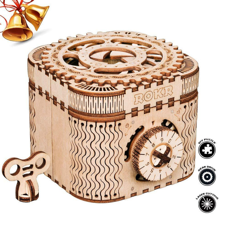 F&S 3D Wooden Treasure Box Puzzle Unique Model Kits to Build Mechanical Engineering Kits Great Birthday for Adults and Children Age 14+