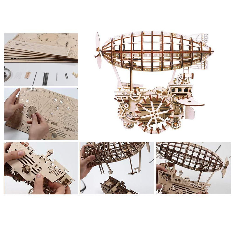 F&S 3D Puzzle Brain Teaser Games Wooden Laser-Cut Air Vehicle Kits Engineering Toys STEM Learning Kits Mechanical Gears Set