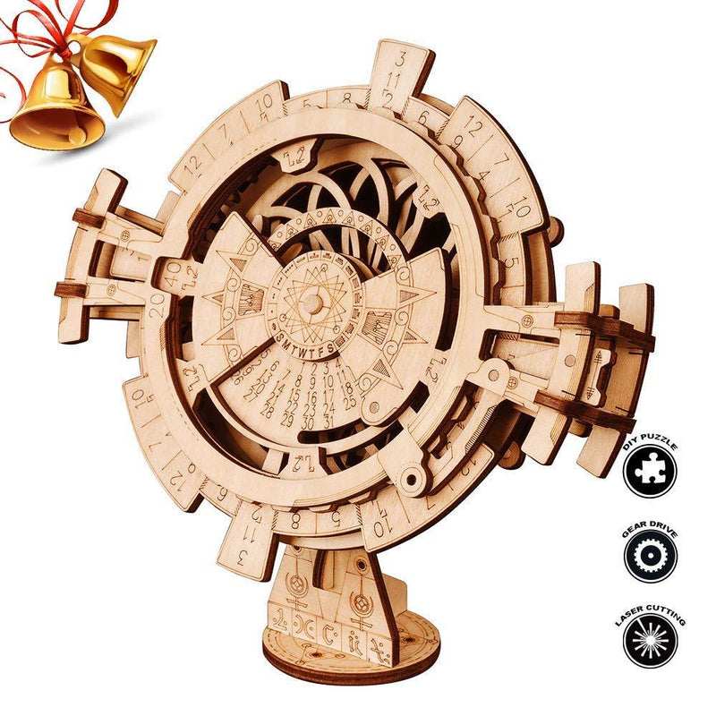F&S 3D Wooden Mechanical Puzzle DIY Perpetual Calendar Craft Kits Laser-Cut Model Kit to Build for Adults Great Birthday for Women and Men