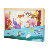 F&S Wooden Jigsaw Puzzle Set with Storage Tray - 3 Sets Baby Puzzle Games - Pre-Kindergarten Toys for Kids Age 1 2 3 (Forest, Ranch, Sea World)