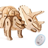 F&S Dinosaur Building Toys 3D Grown-Up Puzzles Laser-Cut Wood Craft Kits 3 Control Approaches Robot Triceratops Toys for Kids Age 7 8 9 10 11