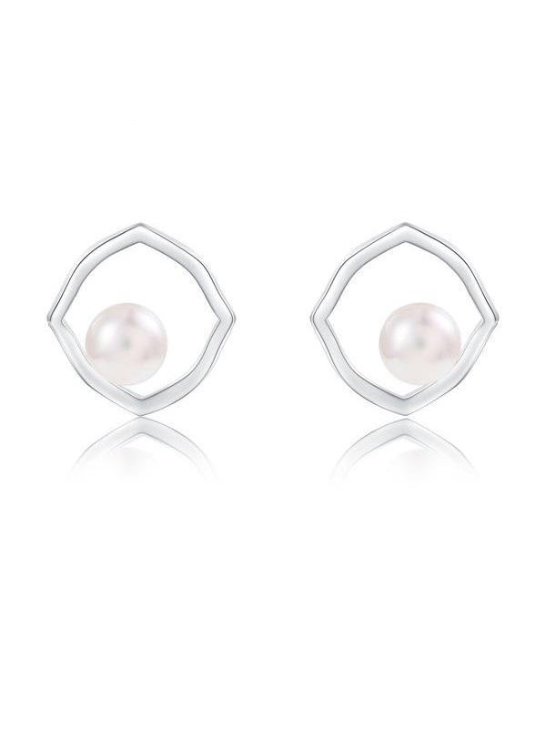Simple Geometry Pearl Earrings