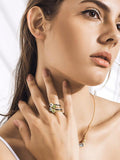 Silver Green&White Ring