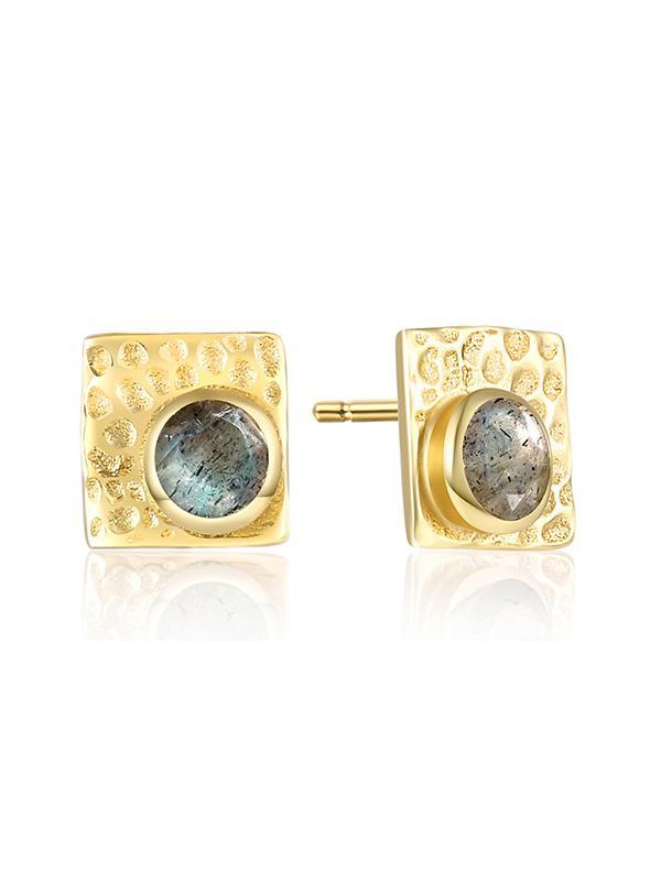 Square Natural Abradorite Earrings