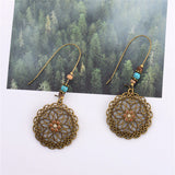 European and American retro openwork carved long earrings