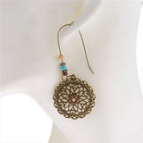 European and American retro openwork carved long earrings
