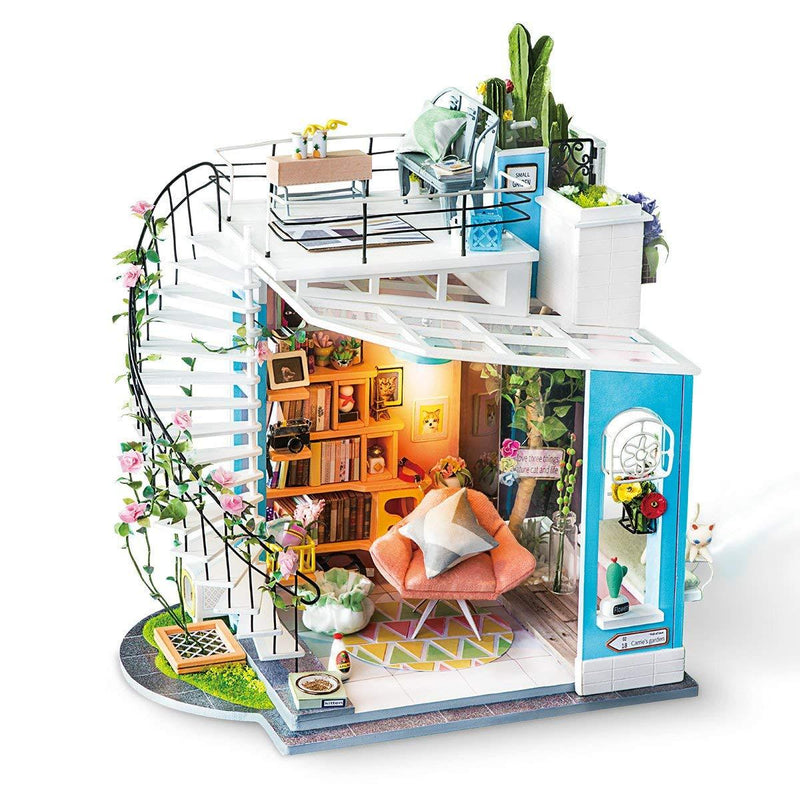 F&S DIY Miniature Dollhouse Kit - 1:24 Scale Dollhouse Room Kit with LED Light - DIY House Kit with Furniture Best Birthday for Women and Men
