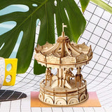 F&S DIY Wood Craft Kits Assemble Puzzle Toy Unfinished Wood Arts Projects Best Birthday Gifts Girls Women(Merry-Go-Round)