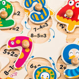 F&S Colorful Wooden Number Peg Puzzle Smooth Easy-Grab Peg Puzzle Game Valentines Day Gifts for Toddlers 1 2 3 Years