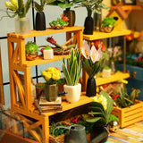 F&S DIY Dollhouse Wooden Miniature Furniture Kit Mini Green House with LED Best Birthday Gifts for Women and Girls