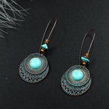 Europe and the United States new retro round turquoise large earrings