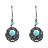 Europe and the United States new retro round turquoise large earrings