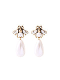 Minimalist Pearl Insect Earrings