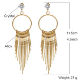 European and American fashion exaggerated fringed diamond earrings