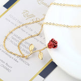 European and American new creative drop delicate red rose pendant necklace