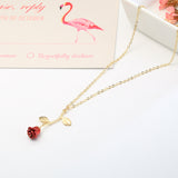 European and American new creative drop delicate red rose pendant necklace