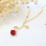 European and American new creative drop delicate red rose pendant necklace