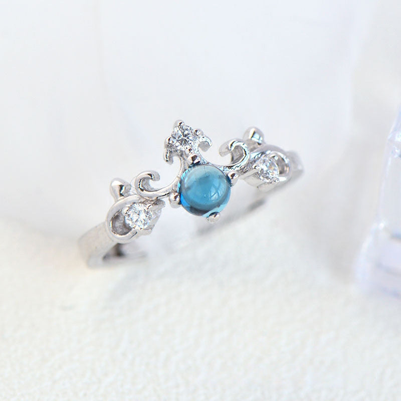 Simple Natural Sapphire Queen Crown Live Ring