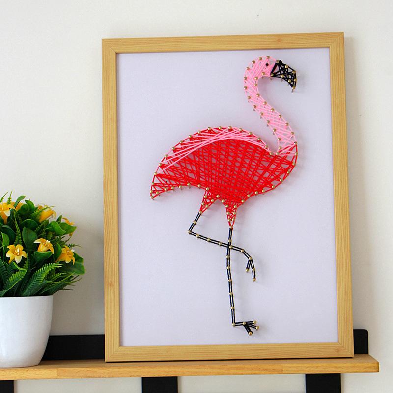 DIY Flamingo String Art Painting