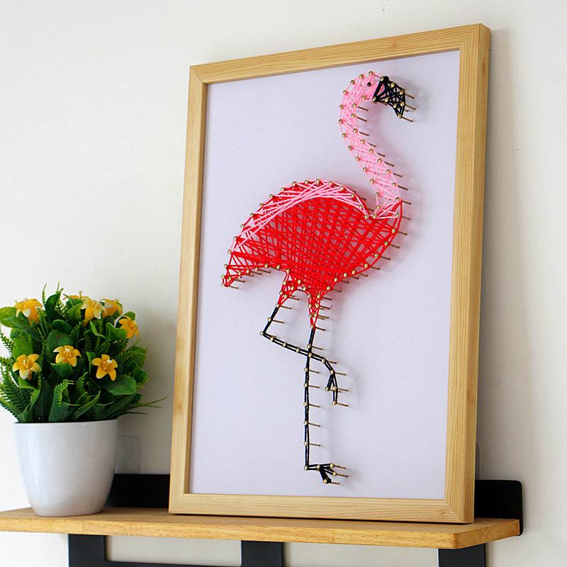 DIY Flamingo String Art Painting
