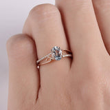 New rose gold inlaid egg shaped gemstone ring