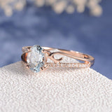 New rose gold inlaid egg shaped gemstone ring