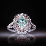 8Seasons Luxurious Rings Shiny Transparent Light Green Pink Crystal Silver Romantic Jewelry For Women Accessories Gift ,1 Piece