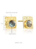 Square Natural Abradorite Earrings