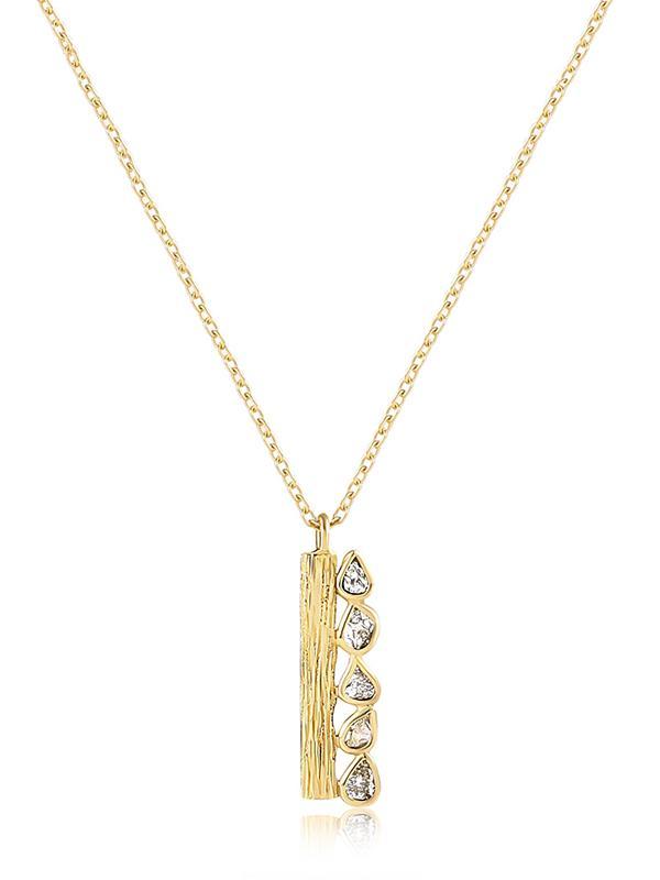 Diamond-inlaid Silver Necklace