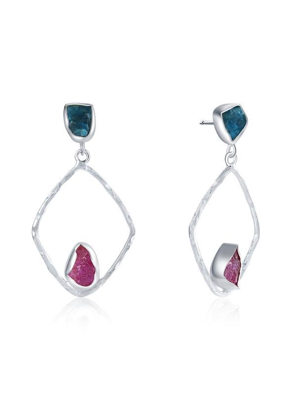 Rhombus Rough Quartz Earrings