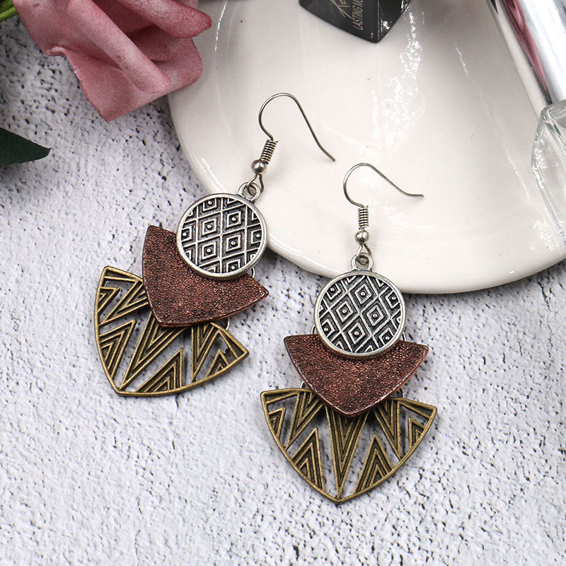 European and American fashion geometric multi-layer pendant earrings