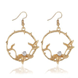 European and American fashion leaf temperament earrings