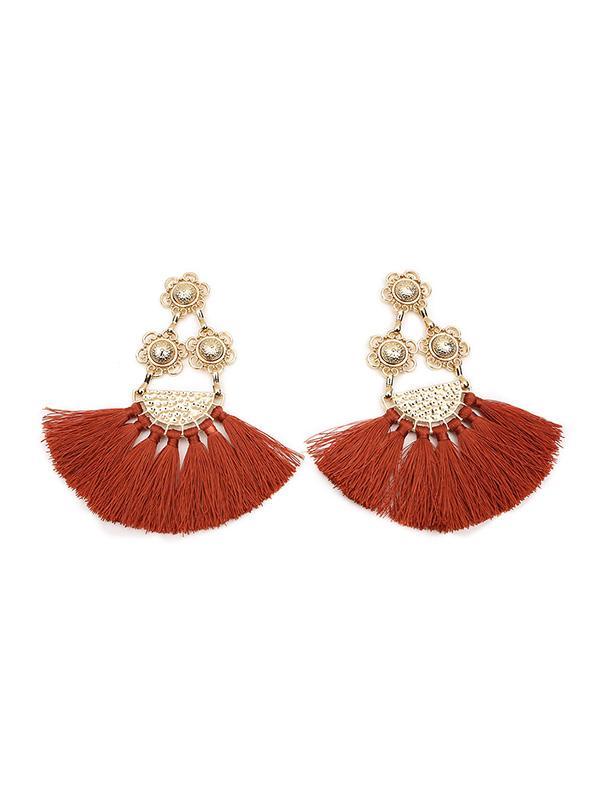 Flower-shaped Tassel Earrings