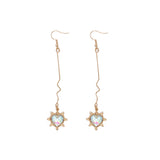 Fashion long wave irregular peach heart earrings