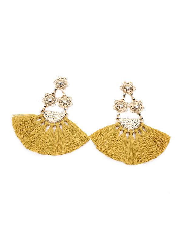 Flower-shaped Tassel Earrings