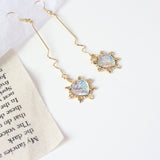 Fashion long wave irregular peach heart earrings