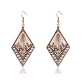 European and American handmade color line woven diamond earrings
