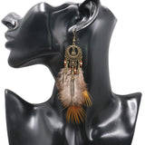 New European and American big wild feather earrings