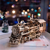 F&S 3D Assembly Wooden Puzzle Laser-Cut Locomotive Kit Mechanical Gears Toy Brain Teaser Games Best Birthday Gifts