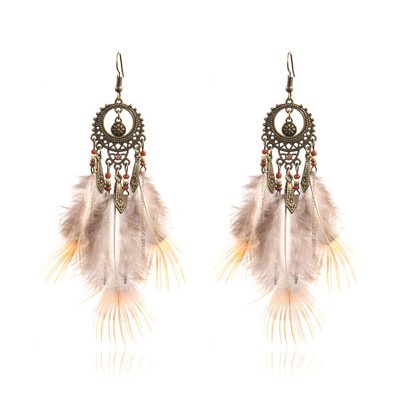 New European and American big wild feather earrings