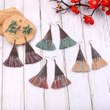 European and American fashion tassel bohemian triangle earrings